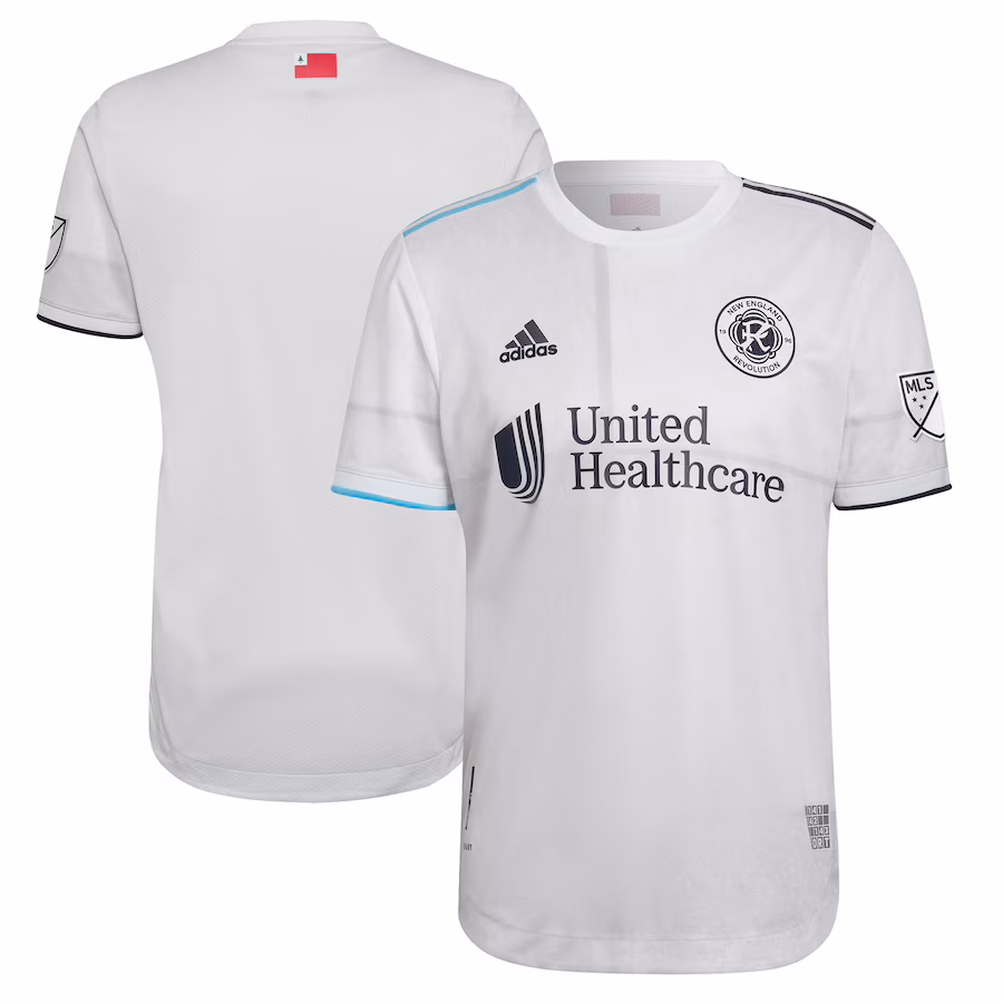 Men's New England Revolution adidas White 2022 Secondary Authentic Blank Jersey - ujerseystore