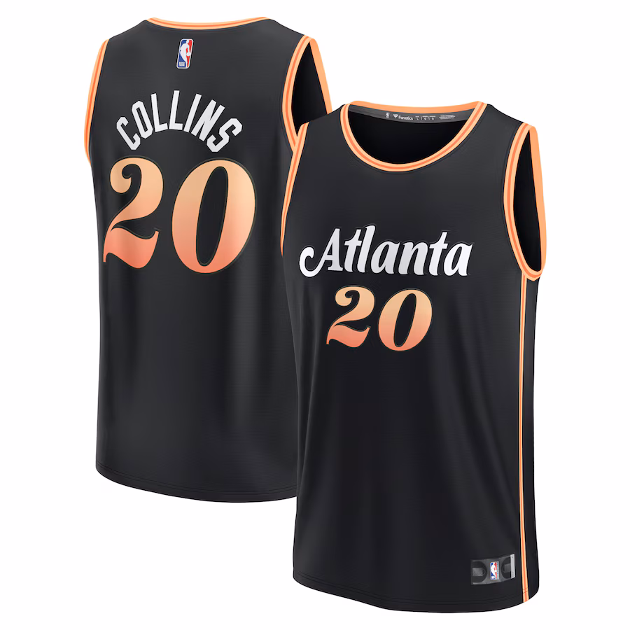 Men's Atlanta Hawks John Collins Fanatics Black Fastbreak Jersey - City Edition - ujerseystore