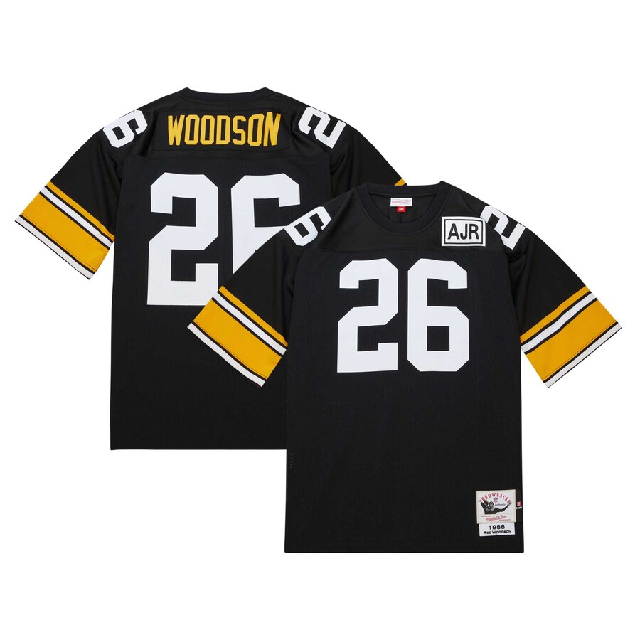 Men's Pittsburgh Steelers 1988 Rod Woodson Mitchell & Ness Black Authentic Throwback Retired Player Jersey - ujerseystore