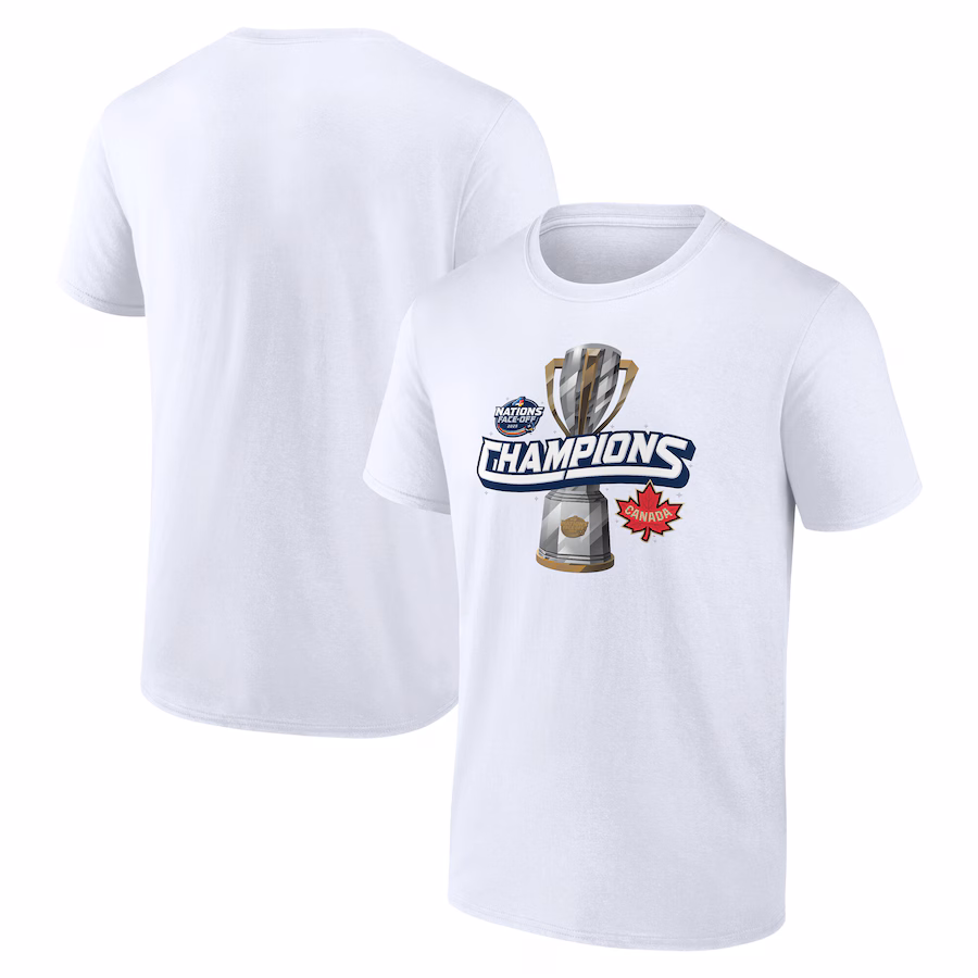 Men's Canada Fanatics White 2025 4 Nations Face-Off Champions T-Shirt - ujerseystore