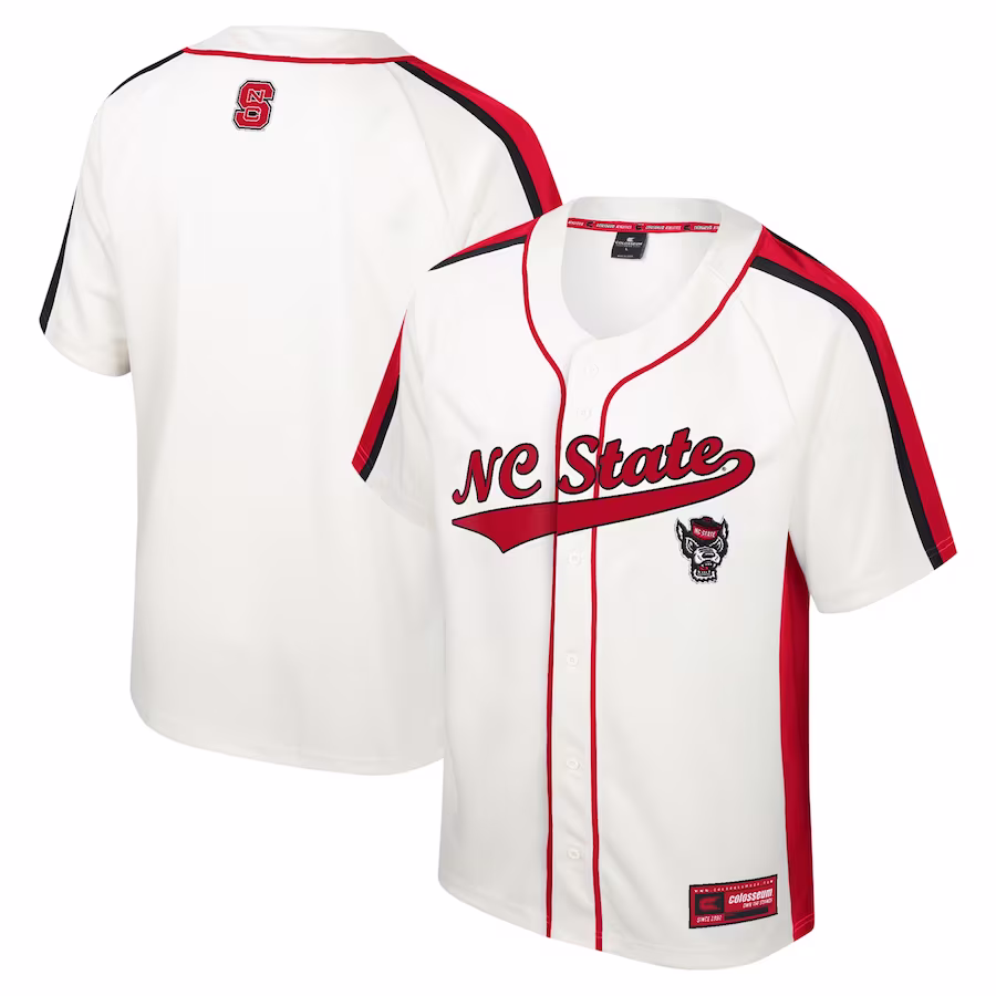 NC State Wolfpack Colosseum Ruth Button-Up Baseball Jersey - Cream - ujerseystore