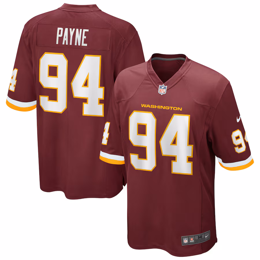 Men's Nike Daron Payne Washington Football Team Burgundy Game Player Jersey - ujerseystore