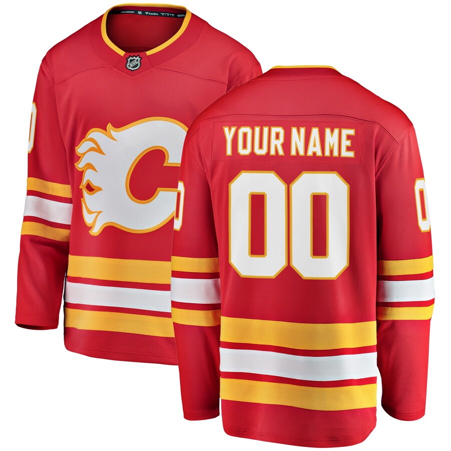 Men's Calgary Flames Fanatics Branded Red Home Breakaway Custom Jersey - ujerseystore