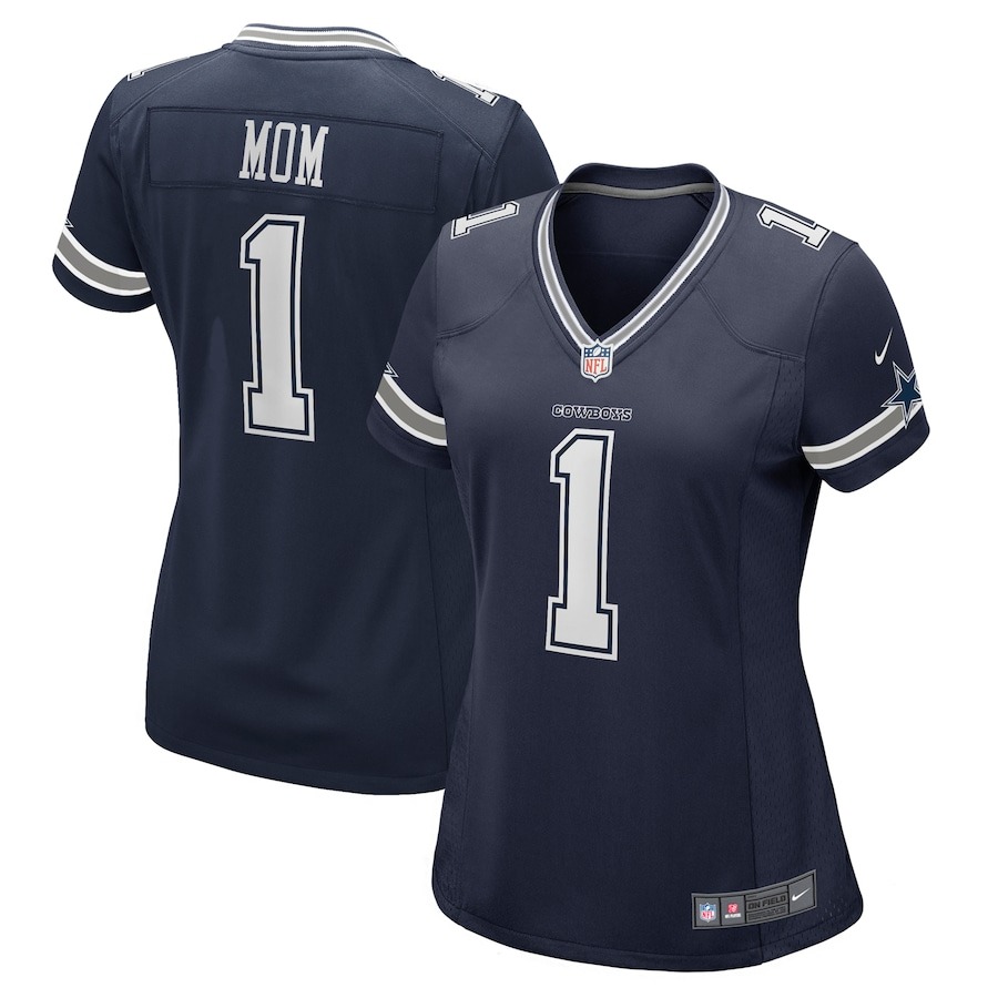 Women's Dallas Cowboys Number 1 Mom Nike Navy Game Jersey - ujerseystore