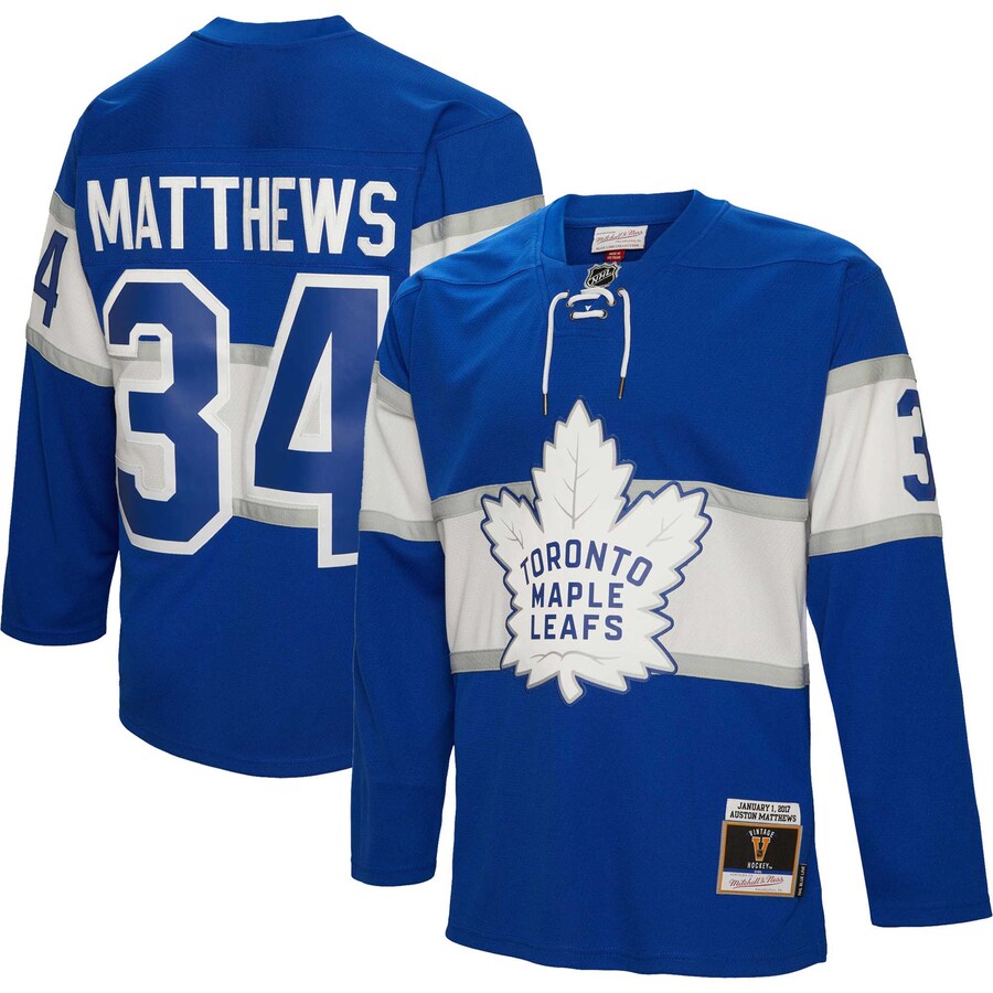 Men's Toronto Maple Leafs Auston Matthews Mitchell & Ness Blue 2017 Blue Line Player Jersey - ujerseystore