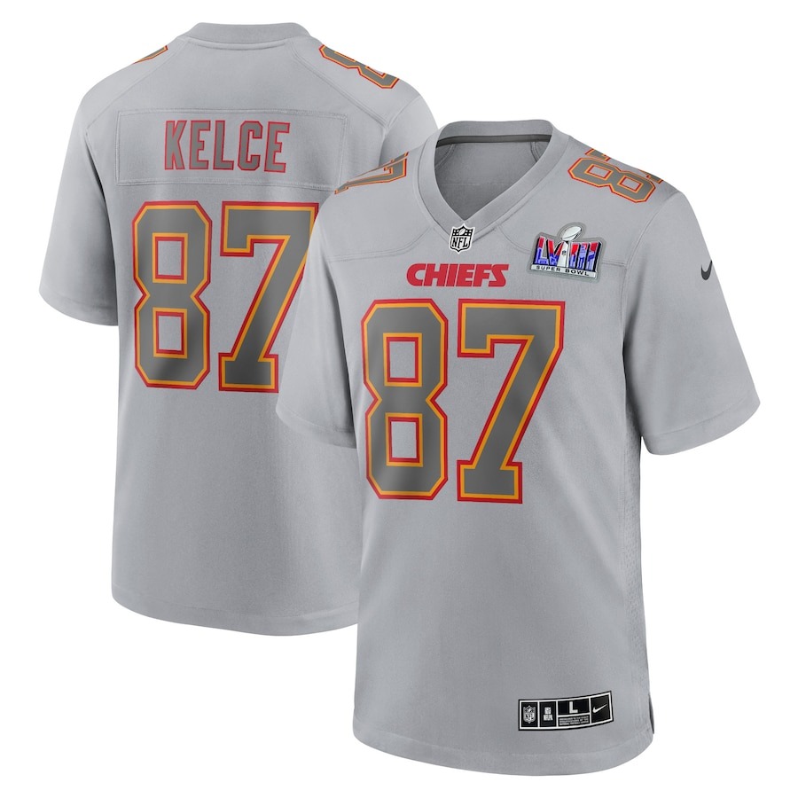 Men's Kansas City Chiefs Travis Kelce Nike Gray Super Bowl LVIII Atmosphere Fashion Game Jersey - ujerseystore