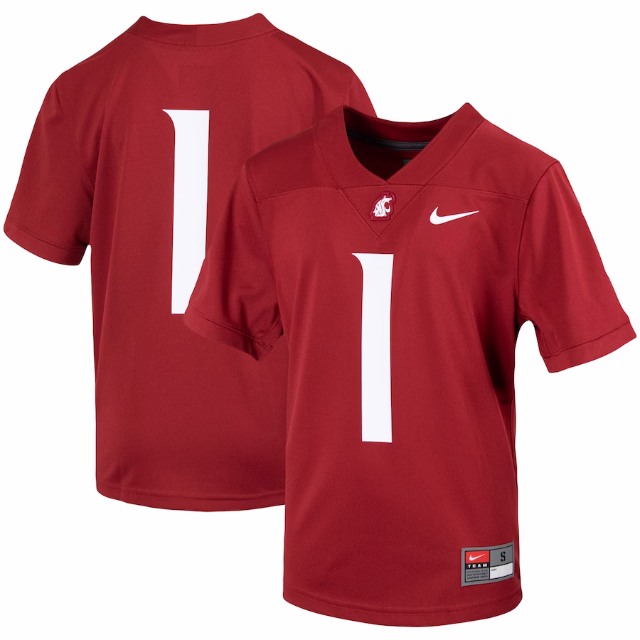 #1 Washington State Cougars Nike Youth Untouchable Football Jersey - Crimson - ujerseystore