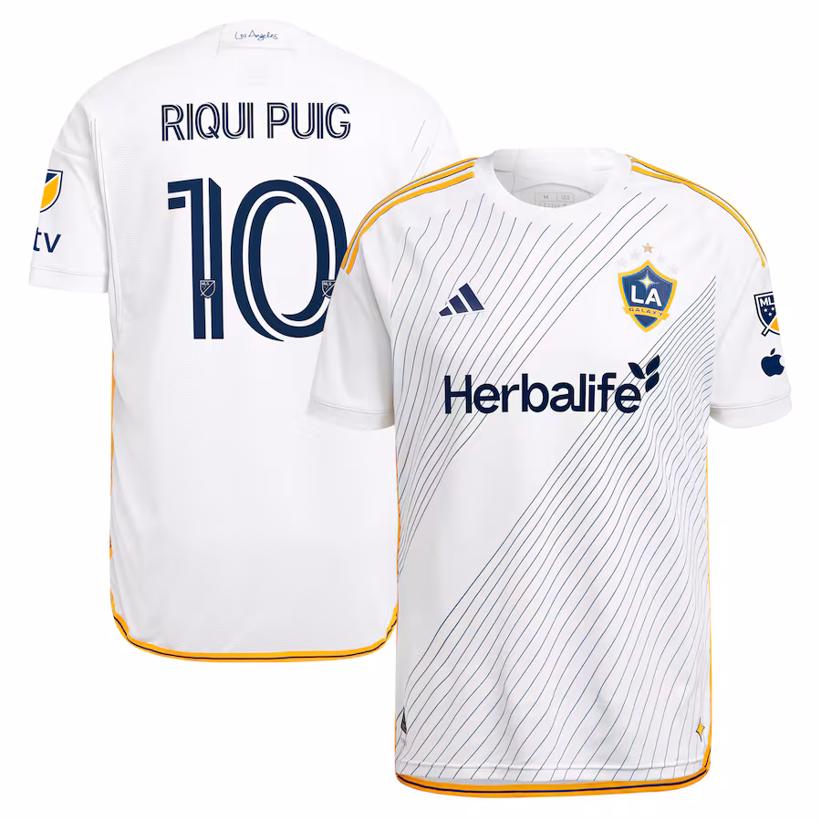 Men's LA Galaxy Riqui Puig adidas White 2024 Angeleno Kit Authentic Player Jersey - ujerseystore