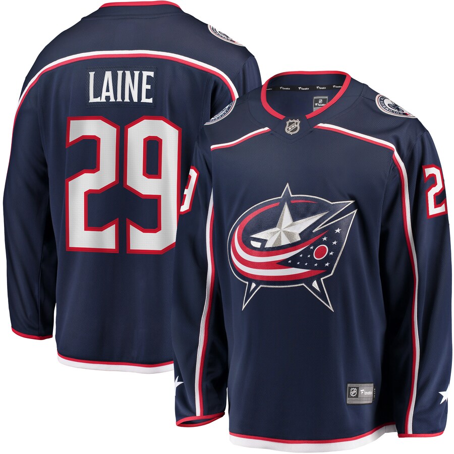 Men's Columbus Blue Jackets Patrik Laine Fanatics Branded Navy Home Breakaway Jersey - ujerseystore