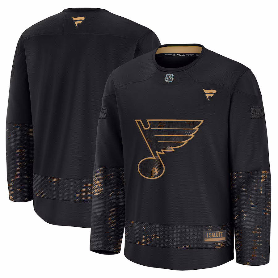 Men's St. Louis Blues Fanatics Black 2024 Military Appreciation Practice Jersey - ujerseystore