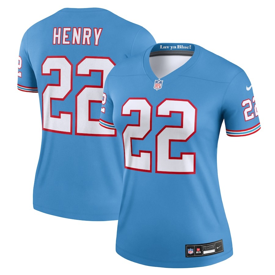 Women's Tennessee Titans Derrick Henry Nike Light Blue Oilers Throwback Legend Jersey - ujerseystore