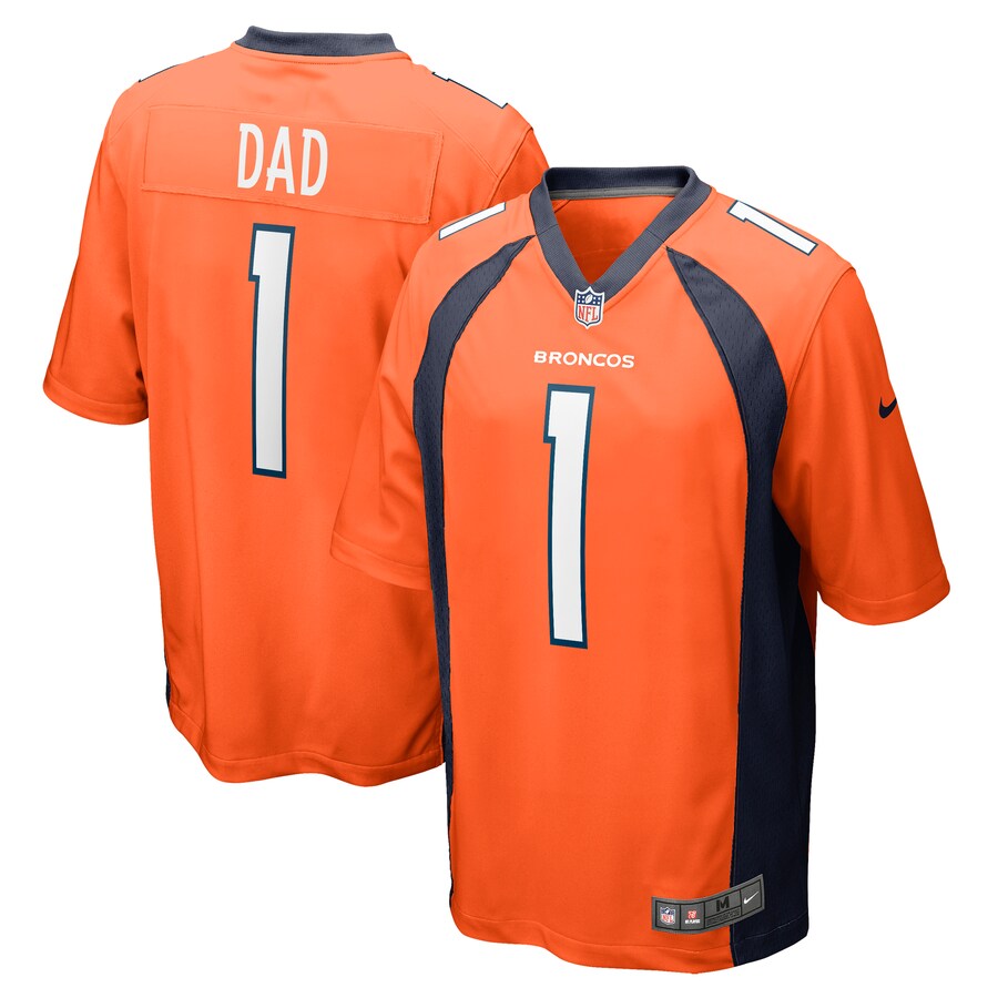 Men's Denver Broncos Number 1 Dad Nike Orange Game Jersey - ujerseystore