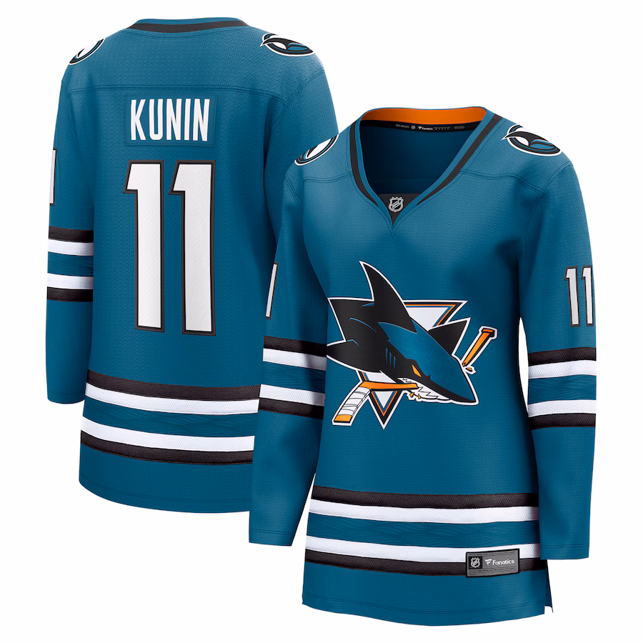 Women's San Jose Sharks Luke Kunin Fanatics Teal Home Breakaway Player Jersey - ujerseystore