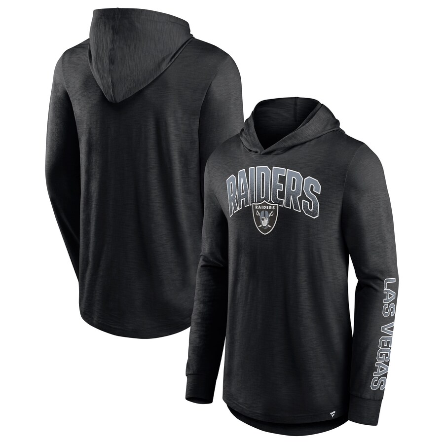 Men's Las Vegas Raiders Fanatics Black Front Runner Long Sleeve Hooded T-Shirt - ujerseystore