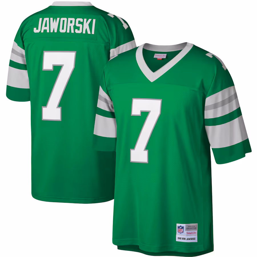 Men's Philadelphia Eagles Ron Jaworski Mitchell & Ness Kelly Green Legacy Replica Jersey - ujerseystore