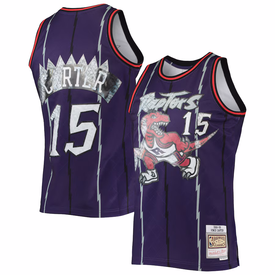 Men's Toronto Raptors Vince Carter Mitchell & Ness Purple 1998/99 Hardwood Classics NBA 75th Anniversary Diamond Swingman Jersey - ujerseystore