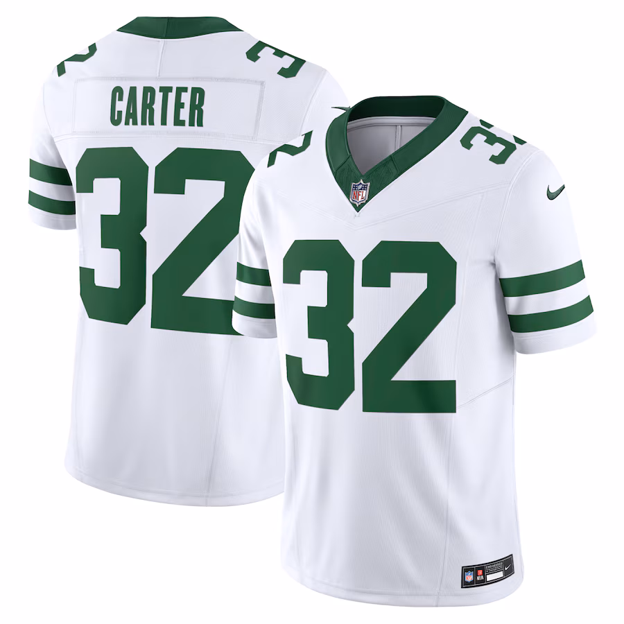 Men's New York Jets Michael Carter Nike Legacy White Vapor F.U.S.E. Limited Jersey - ujerseystore