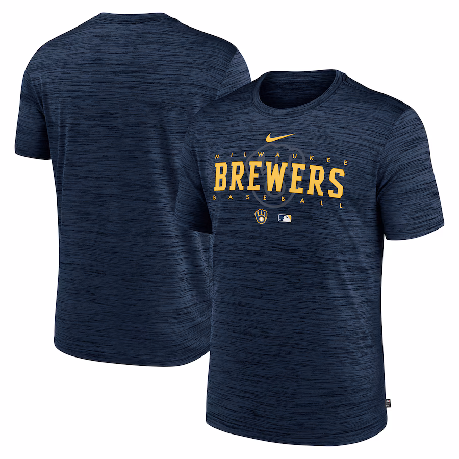 Men's Milwaukee Brewers Nike Navy Authentic Collection Velocity Performance Practice T-Shirt - ujerseystore