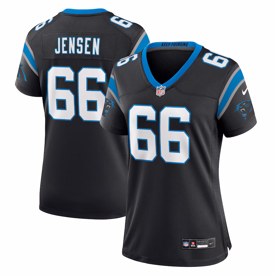 Women's Carolina Panthers Nash Jensen Nike  Black Team Game Jersey - ujerseystore