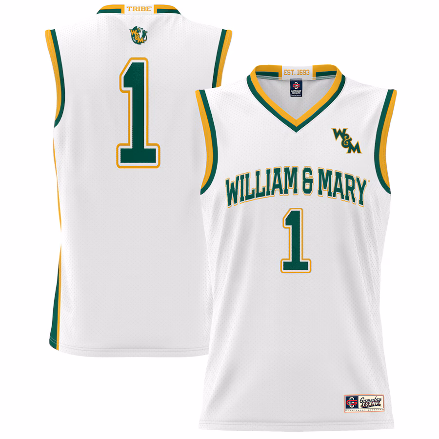 #1 William & Mary Tribe GameDay Greats Unisex Lightweight Basketball Jersey - White - ujerseystore