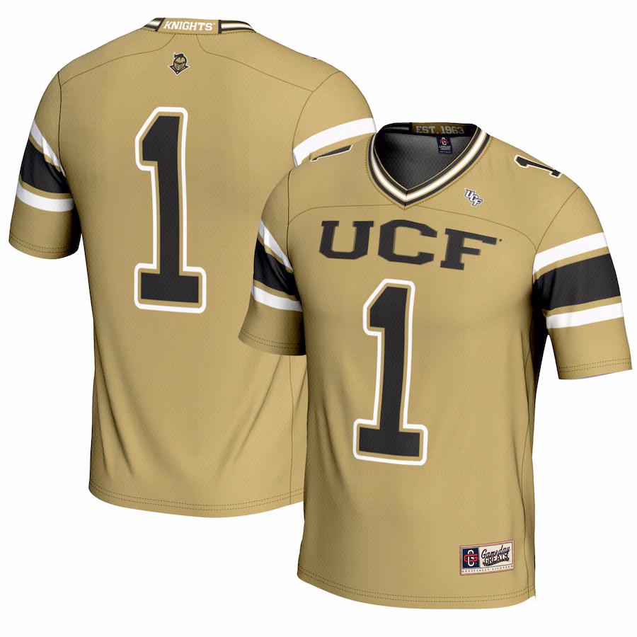 Men's GameDay Greats #1 Gold UCF Knights Endzone Football Jersey - ujerseystore