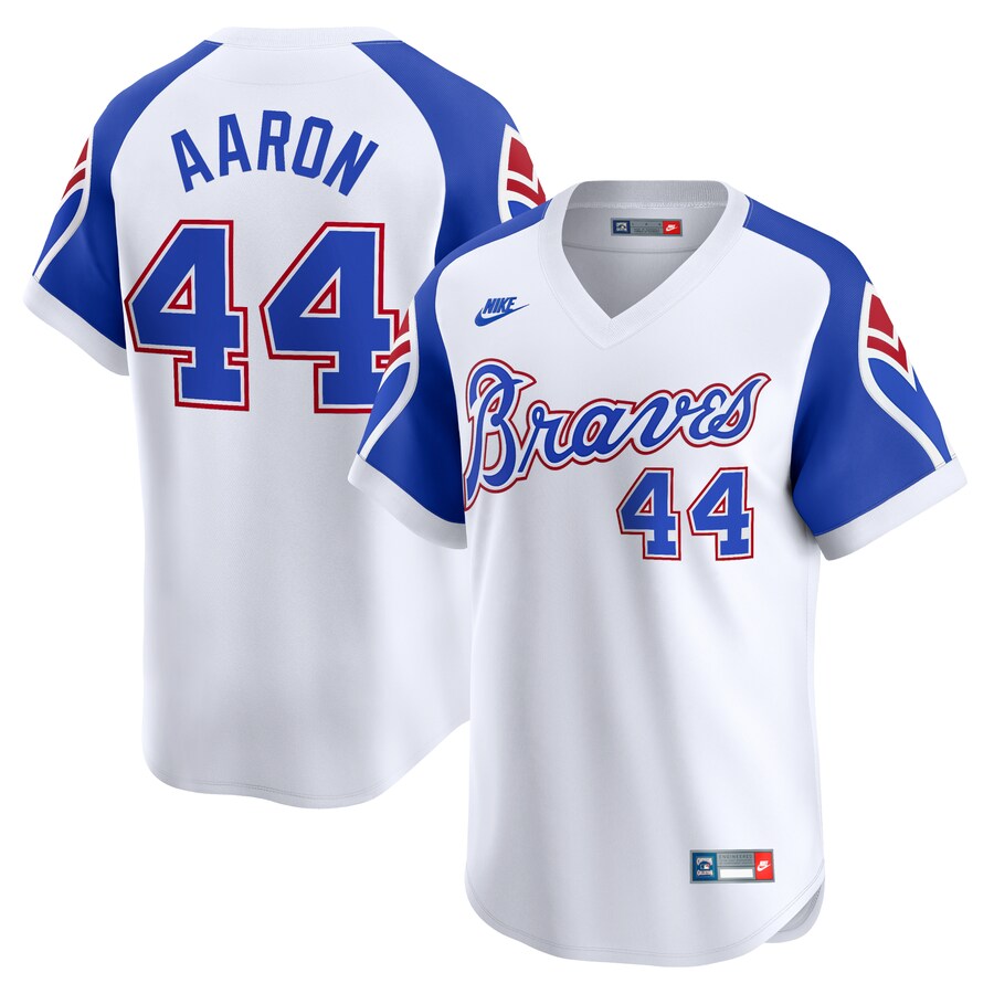 Men's Atlanta Braves Hank Aaron Nike White Throwback Cooperstown Limited Jersey - ujerseystore