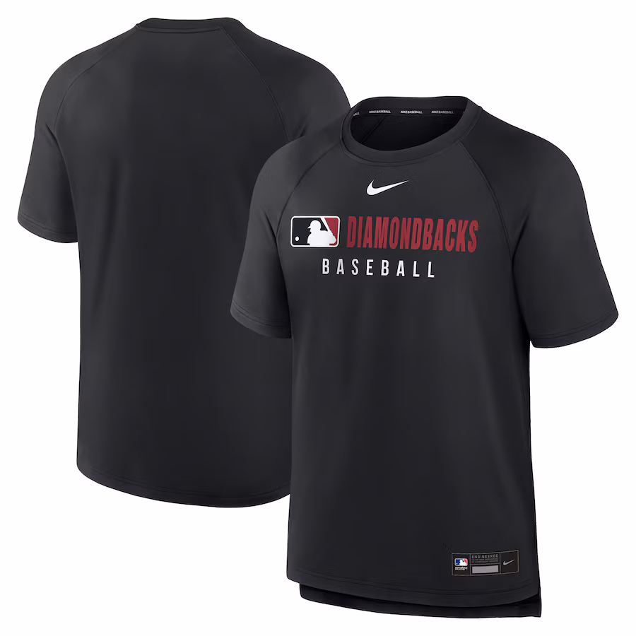 Men's Arizona Diamondbacks Nike Black Authentic Collection Pregame Raglan Performance T-Shirt - ujerseystore