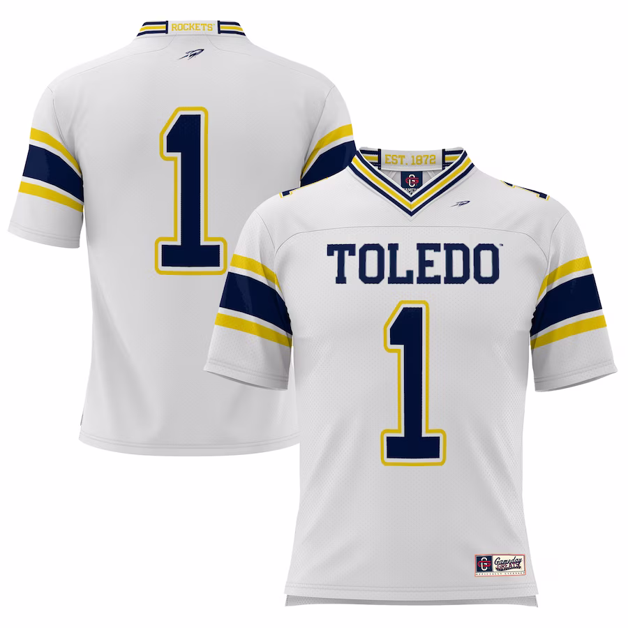 #1 Toledo Rockets GameDay Greats Endzone Football Jersey - White - ujerseystore