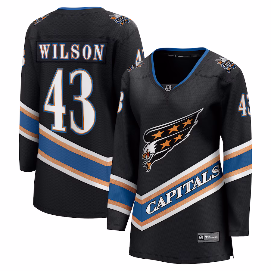 Women's Washington Capitals Tom Wilson Fanatics Black Alternate 50th Anniversary Premier Breakaway Player Jersey - ujerseystore
