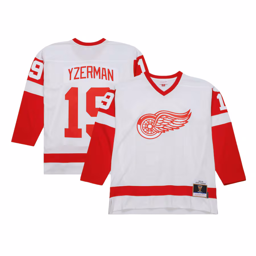 Men's Detroit Red Wings Steve Yzerman Mitchell & Ness White 1983/84 Blue Line Player Jersey - ujerseystore