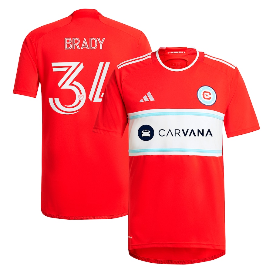 Men's Chicago Fire Chris Brady adidas Red 2024 Return To Red Replica Player Jersey - ujerseystore