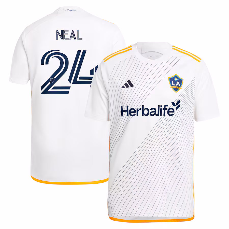 Men's LA Galaxy Jalen Neal adidas White 2024 Angeleno Kit Replica Player Jersey - ujerseystore