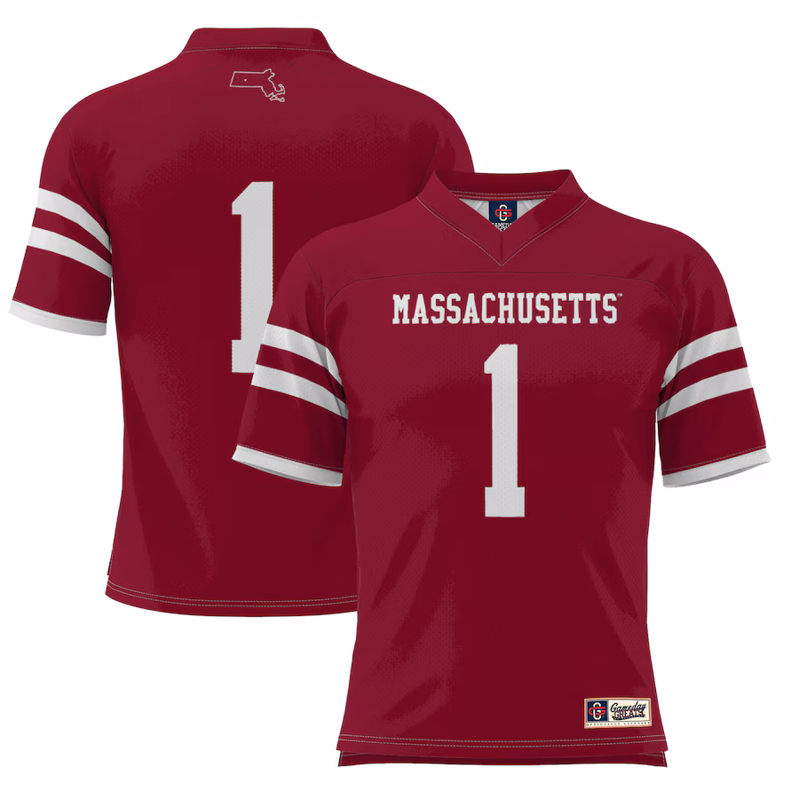 Men's GameDay Greats #1 Maroon UMass Minutemen Football Jersey - ujerseystore