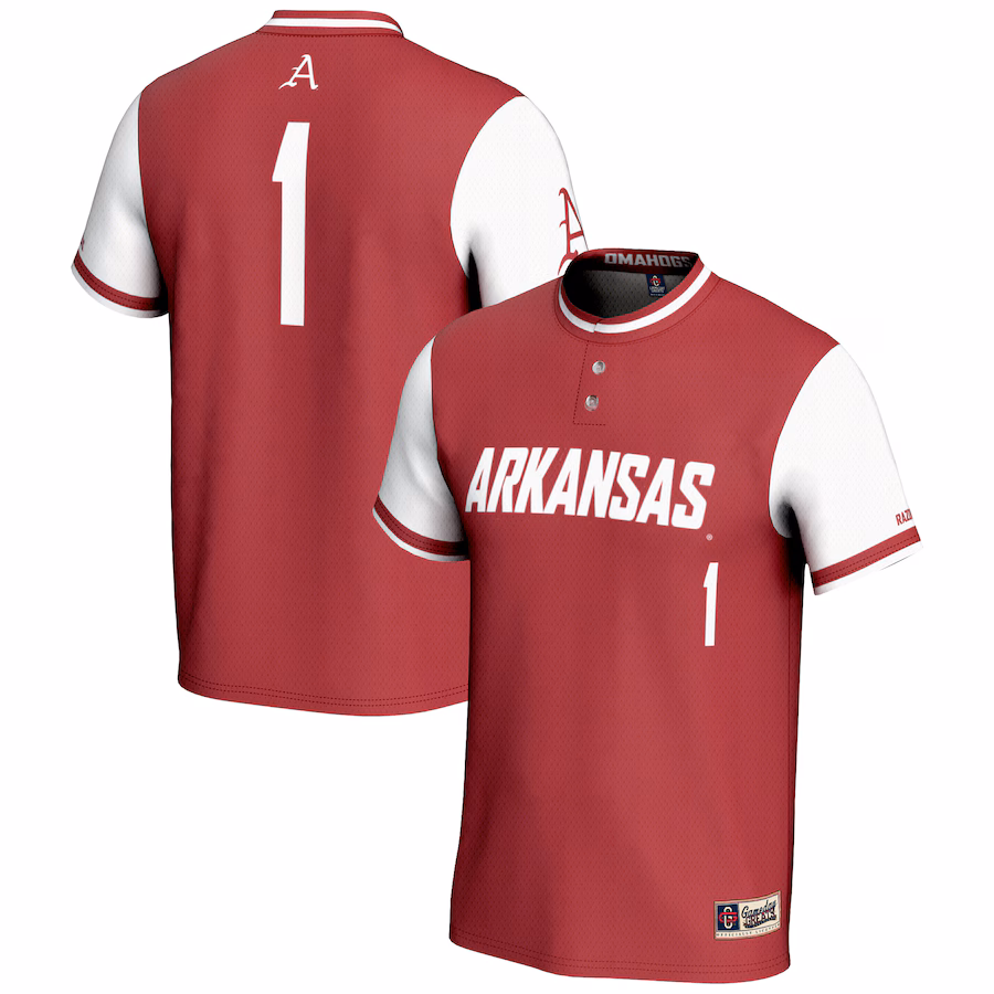 Youth GameDay Greats #1 Crimson Arkansas Razorbacks Lightweight Softball Jersey - ujerseystore