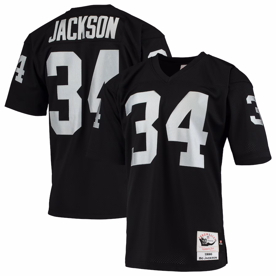 Men's Las Vegas Raiders 1990 Bo Jackson Mitchell & Ness Black Authentic Throwback Retired Player Jersey - ujerseystore