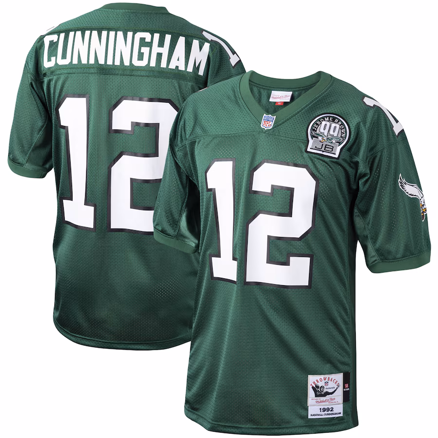 Men's Philadelphia Eagles 1992 Randall Cunningham Mitchell & Ness Green Authentic Throwback Retired Player Jersey - ujerseystore