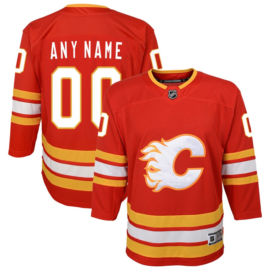 Youth Calgary Flames Red Home Custom Premier Jersey - ujerseystore