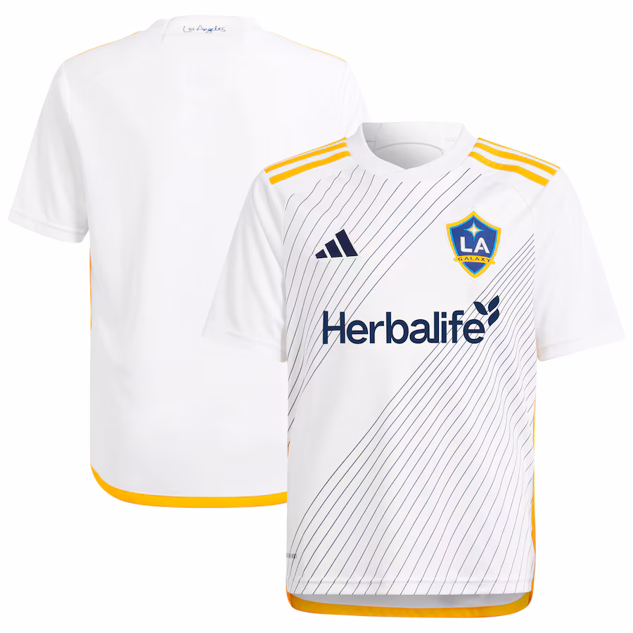 Youth LA Galaxy  adidas White 2024 Angeleno Kit Replica Jersey - ujerseystore