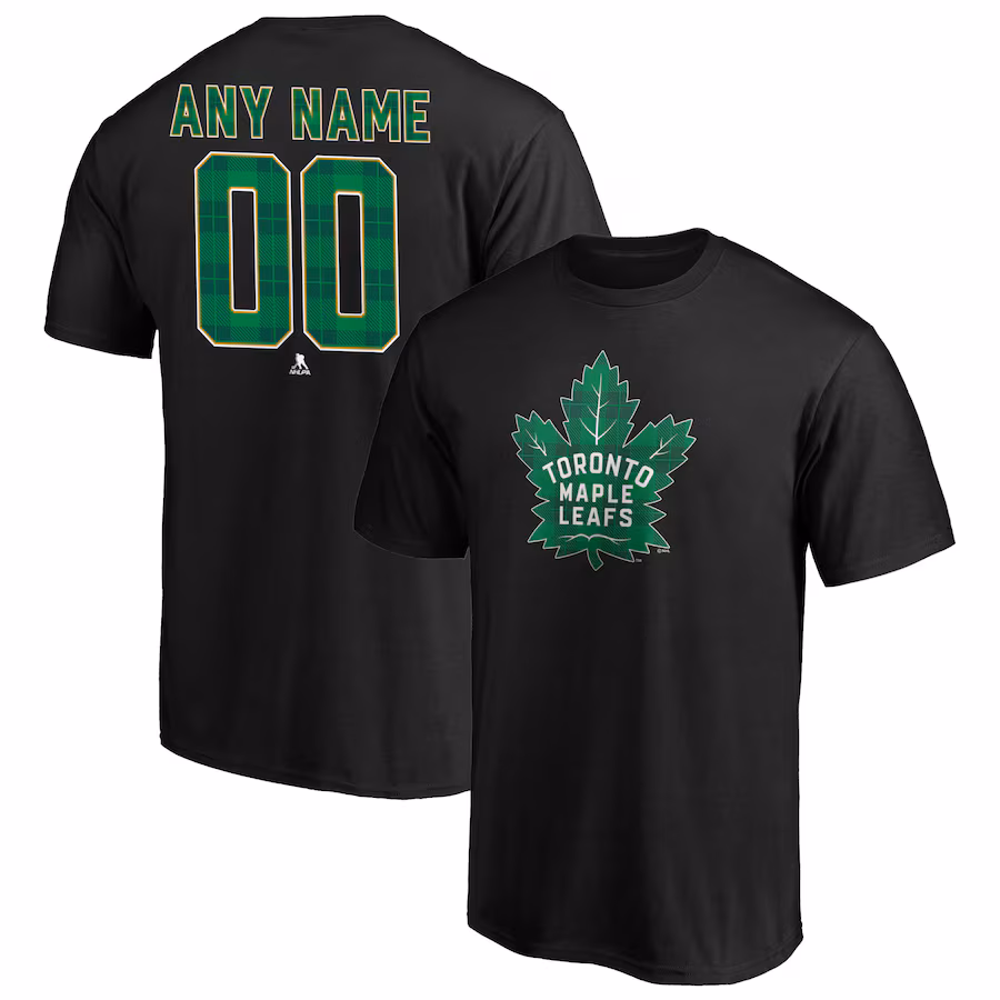 Men's Toronto Maple Leafs Black Emerald Plaid Personalized Name & Number T-Shirt - ujerseystore