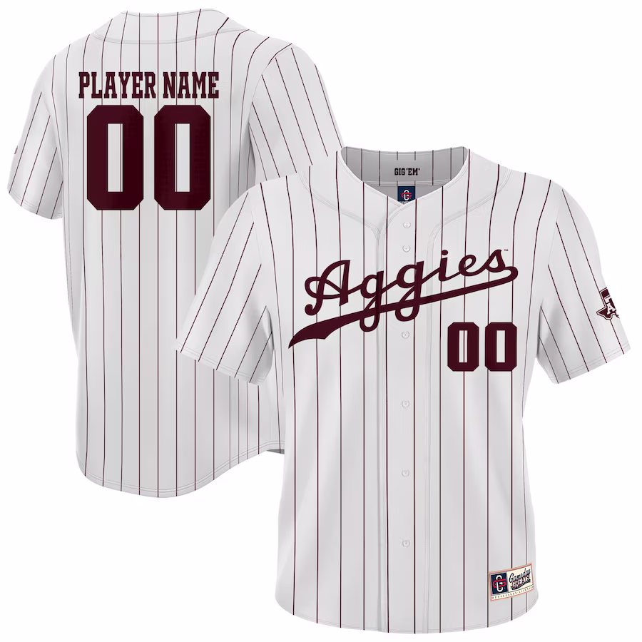 Texas A&M Aggies GameDay Greats NIL Pick-A-Player Lightweight Baseball Jersey - White - ujerseystore