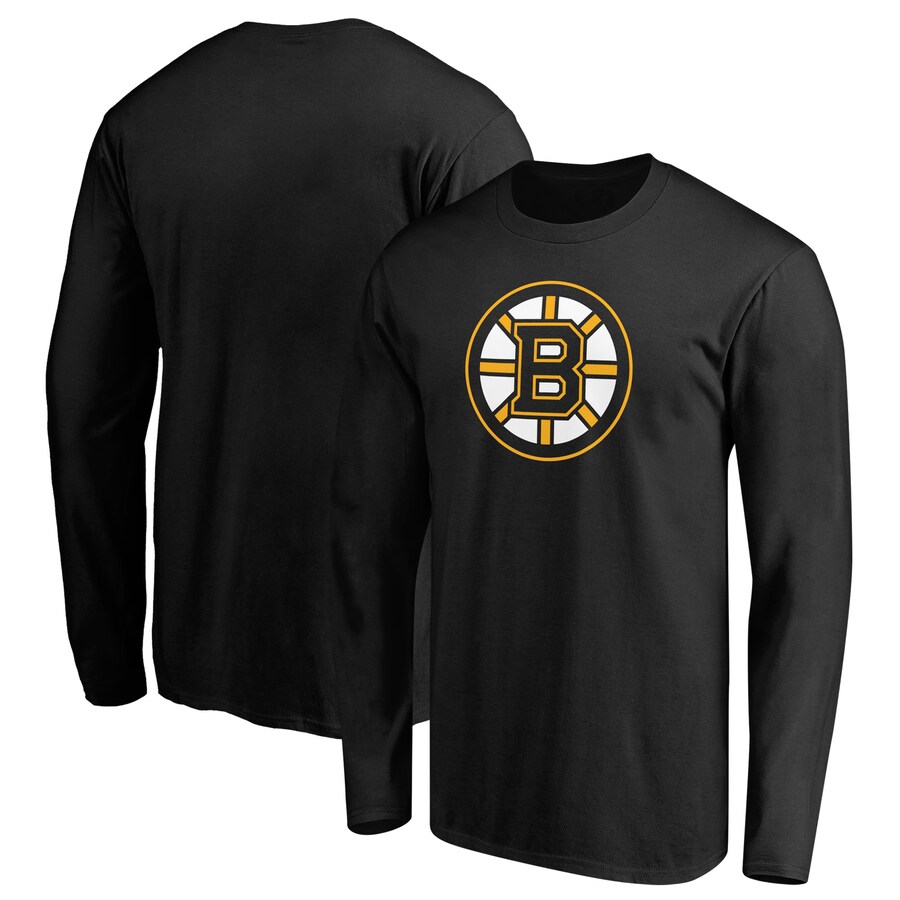 Men's Boston Bruins Black Primary Logo Long Sleeve T-Shirt - ujerseystore