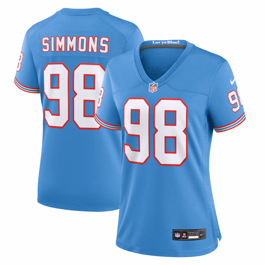 Women's Tennessee Titans Jeffery Simmons Nike Light Blue Player Jersey - ujerseystore