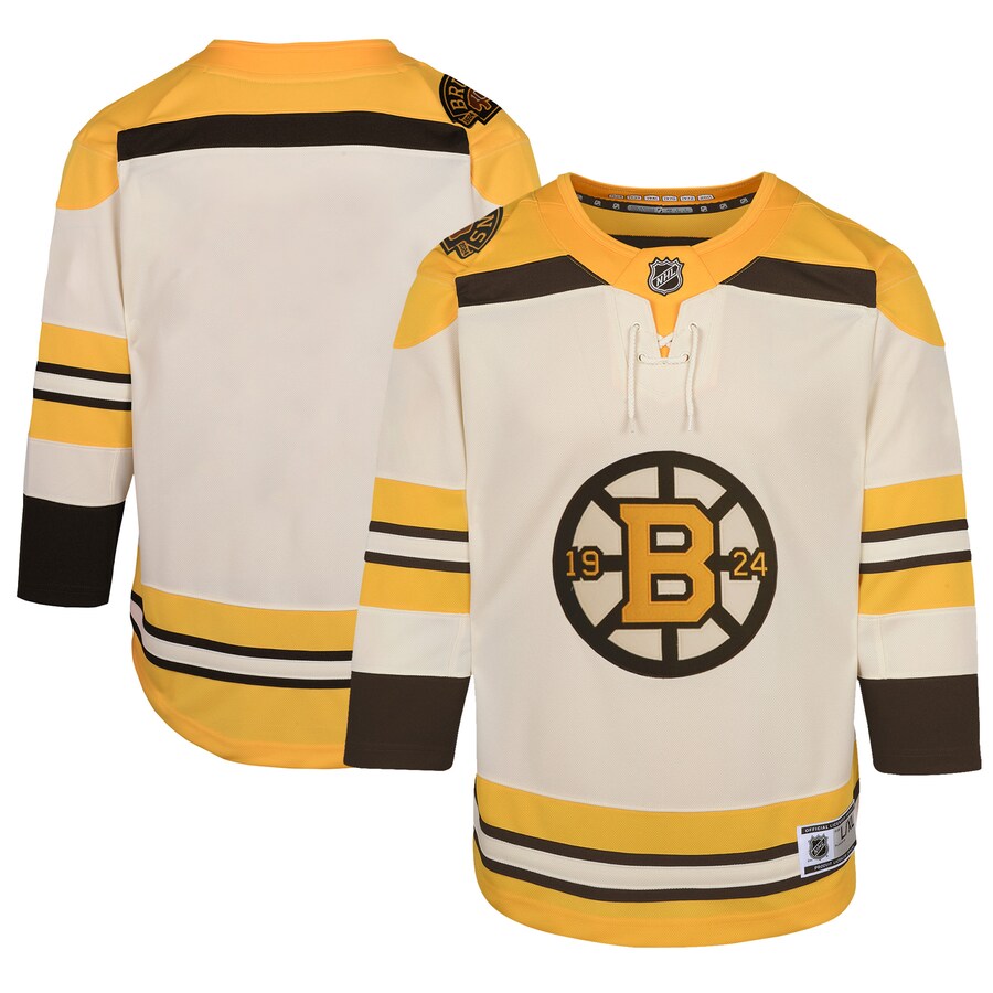 Youth Boston Bruins  Cream 100th Anniversary Premier Jersey - ujerseystore