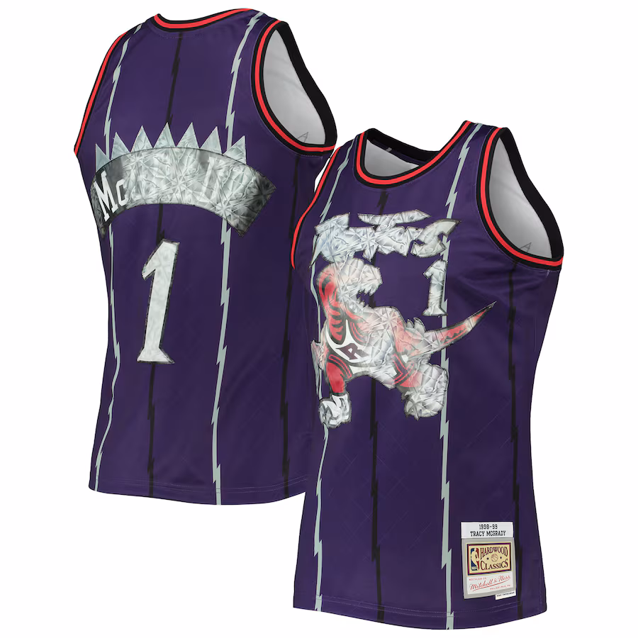Men's Toronto Raptors Tracy McGrady Mitchell & Ness Purple 1998/99 Hardwood Classics NBA 75th Anniversary Diamond Swingman Jersey - ujerseystore