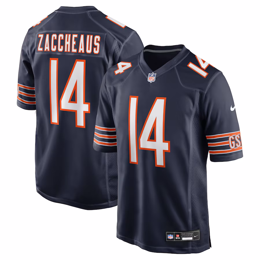 Men's Chicago Bears Olamide Zaccheaus Nike Navy Team Game Jersey - ujerseystore