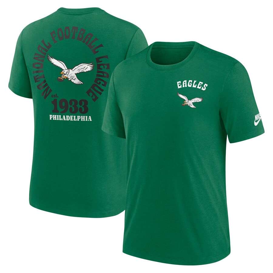 Men's Philadelphia Eagles Nike Kelly Green Rewind Team Excite 2-Hit Tri-Blend T-Shirt - ujerseystore