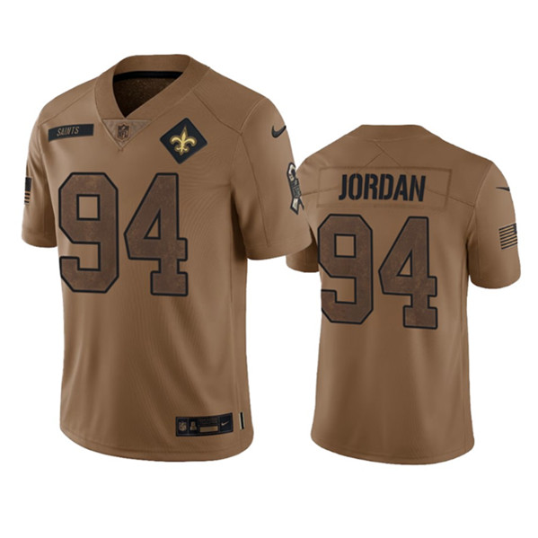 Men's New Orleans Saints #94 Cameron Jordan 2023 Brown Salute To Service Limited Football Stitched Jersey - ujerseystore