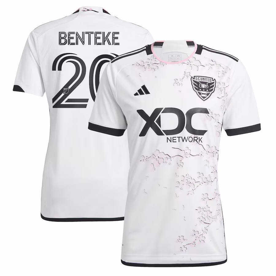 Men's D.C. United Christian Benteke adidas White 2023 The Cherry Blossom Kit Replica Player Jersey - ujerseystore