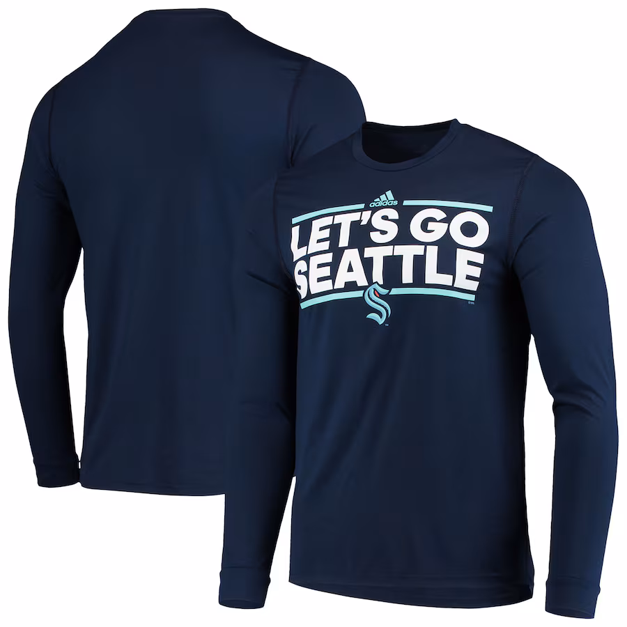Men's Seattle Kraken adidas Deep Sea Blue Dassler AEROREADY Creator Long Sleeve T-Shirt - ujerseystore