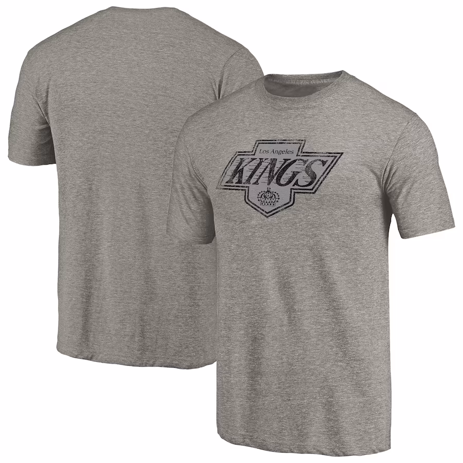 Men's Los Angeles Kings Ash Throwback Logo 1988-1989 Tri-Blend T-Shirt - ujerseystore